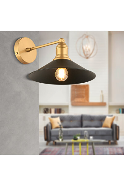 RTA112-106 Siyah Aplik Gold Başlık Aplik Armatür Salon Hol Cafe Restorant Butik Aplik Aydınlatma