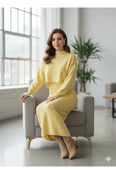 BELLA VESTE ATELİER ملابس نسائية، تريكو، طقم، قطعتين، وردي، فستان، بلوزة، أني...