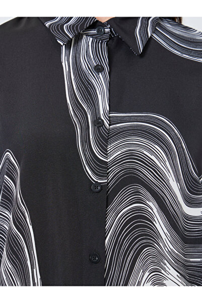 Take Two By Styli Black Marble Print Longline Shirt and Pants Co-Ords