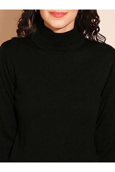 Globus By Styli Women Black Turtle Neck Sweater