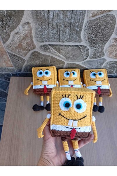 Masal Gurumi AMİGURUMİ SÜNGER BOB ORGANİK OYUNCAK BEBEK ÇOCUK OYUNCAKLARI (1 ADET)