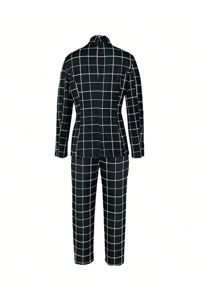 Take Two By Styli Black Grid Check Blazer