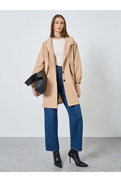 Styli Beige Oversized Longline Utility Jacket