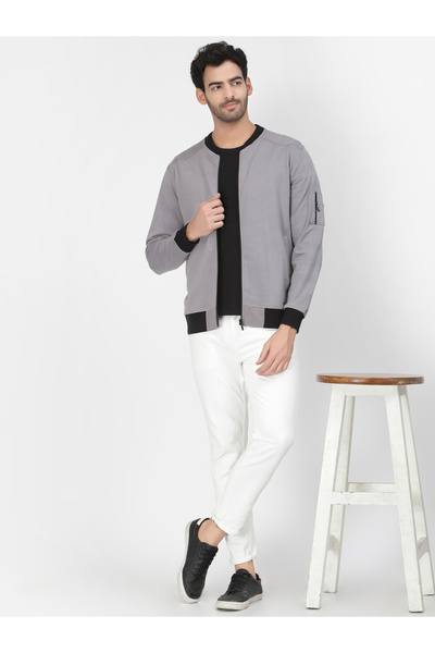 PAUSE By Styli Men Charcoal Regular Fit Contrast Trim Jacket