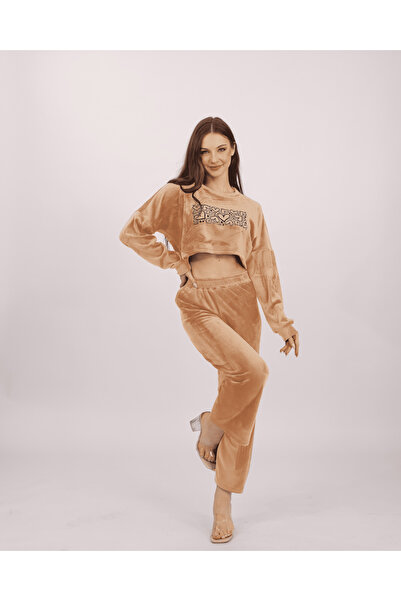 Clyfora Hearts Velvet Crop Pajama Set