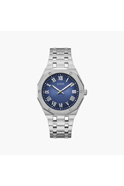 Guess ساعة رجالية فضية تناظرية بسوار من الفولاذ المقاوم للصدأ | GW0575G4 | 43 مم