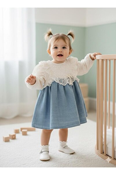 BİLGEN Style فستان بناتي بتفاصيل تطريز على الياقة