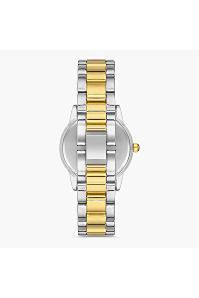 Omax Women Silver & Gold Strap Analog Watch - 00JED022N002 | 34 MM