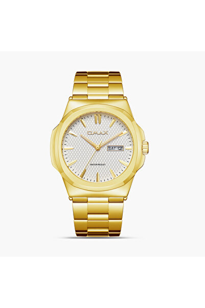 Omax Men's 44MM Gold Analog Metal Strap Watch | SQ-AT001G31I