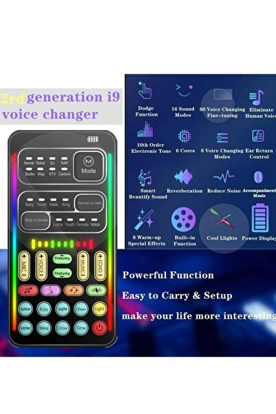 Generic Portable Voice Changer i9 Live Sound Card - Voice Modulator for PS4/PS5/Xbox One/PC/Laptops