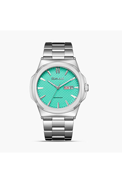 Omax Men's 44MM Silver Analog Metal Strap Watch | SQ-AT001PT3I