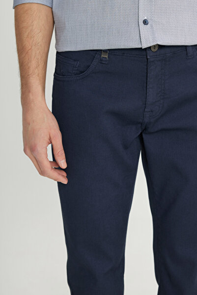 ALTINYILDIZ CLASSICS Men's Navy Blue Cotton Slim Fit Slim Fit 5 Pocket Dobby Stretchy Casual Pants