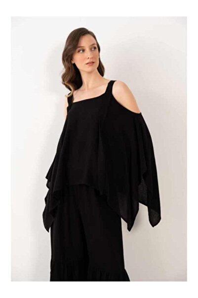 İpekçi Otantik Keten Karışımlı Kalın Askılı Salaş Bluz