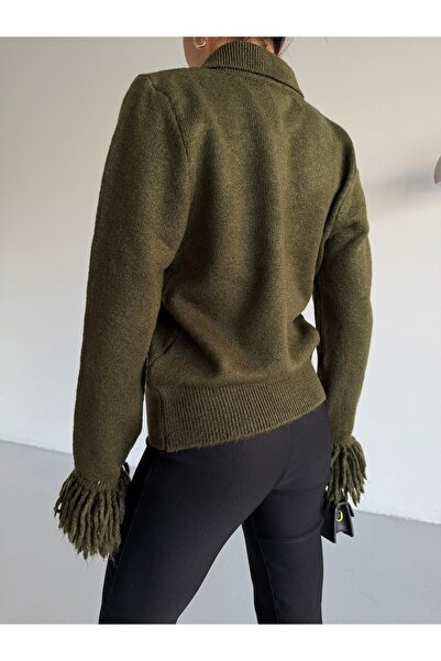 Lamierra Soft Women's Cardigan with Tassels on the Sleeves