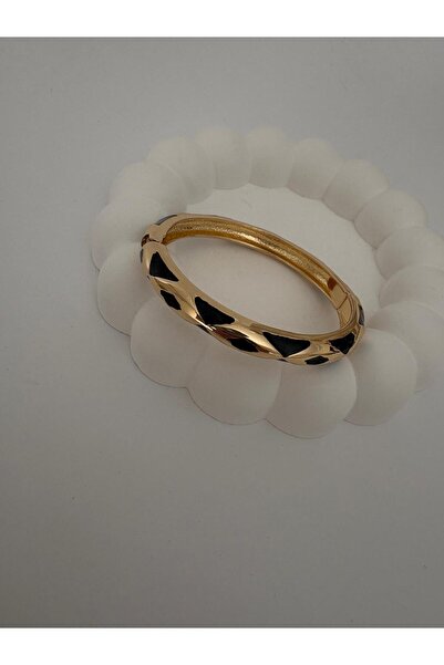 YSX Special Series Triangle Pattern Black Enamel Gold Handcuffs