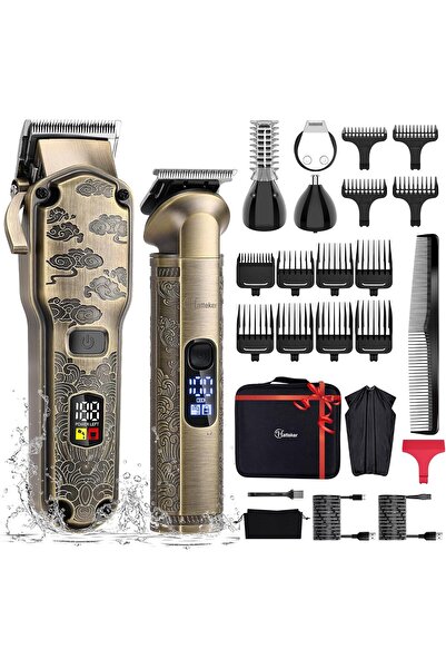 Hatteker Professional Hair Clippers & Beard Trimmer Set, Cordless Waterproof, T-Blade Grooming Kit