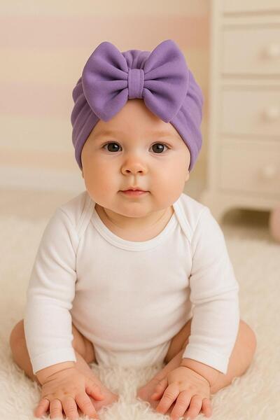 BYS BABY FASHION Yenidoğan Kız Bebek / Kız Çocuk Fiyonklu Çift Kat Bone 0-12 ...