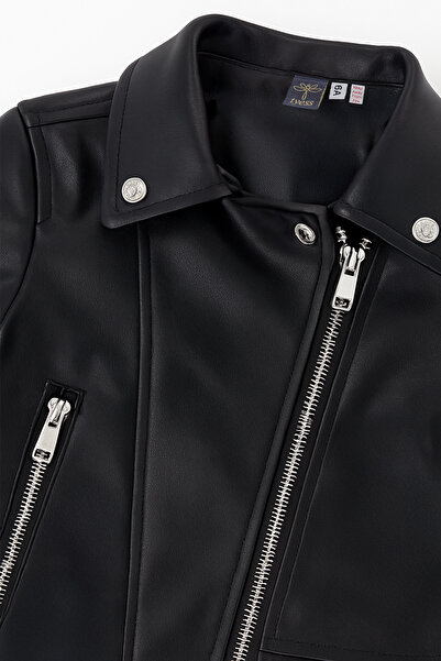Tyess Girl Black Leather Jacket
