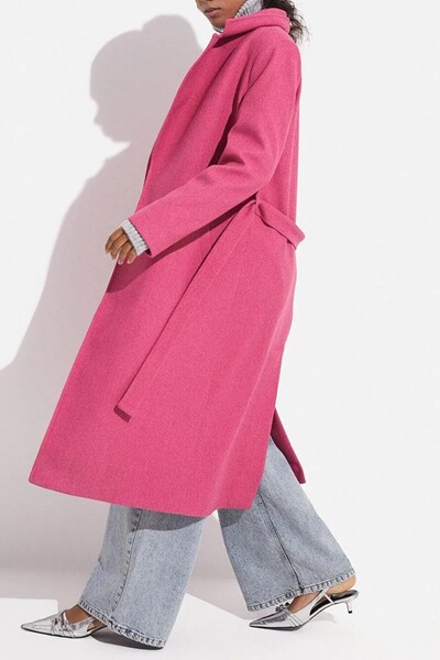 Suziş PALTOAN PREMIUM FEMININ CU BĂRĂ FUCHIA 9350