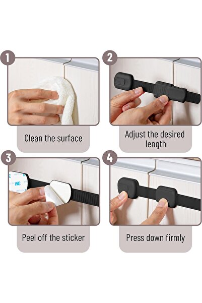 Yelajoy Child Safety Strap Locks, 8 Pieces, Black