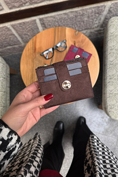 La La'Graccio Paris La'Graccio Paris Women's Patent Leather-Suede Multi-Compartment Card Holder Wallet Brown Suede