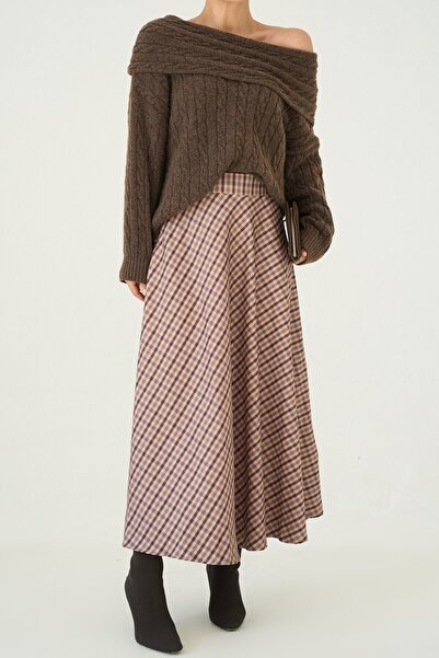 Haticepalas Plaid Flared Skirt