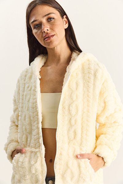 Bianco Lucci Γυναικείο παλτό με φερμουάρ με κουκούλα με λεπτομέρεια τσέπης με αυτοσχεδιασμό 4116 60283844