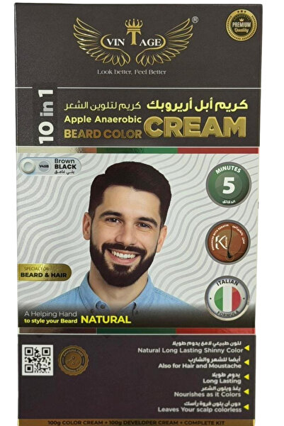 Vintage كريم صبغة اللحية من أبل، لون بني داكن، 100 مل (كريم) + 100 مل (مُظهِر...