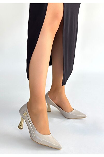 Erbilden Motya Bej Rugan Topuklu Ayakkabı