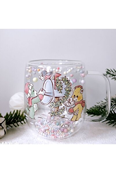 Rolin Design Bear Care Yılbaşı Baskılı Boncuklu Çift Çidarlı Mug