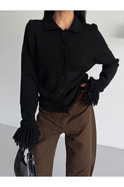 Lamierra Soft Women's Cardigan with Tassels on the Sleeves