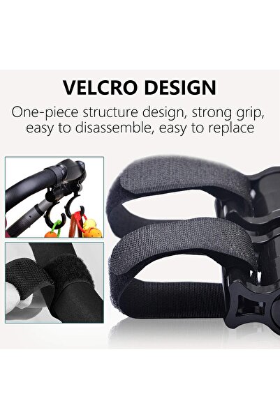 WEZCHUGHAOL 4-Pack Stroller Hooks, Multifunctional Portable Vegan Leather - Black