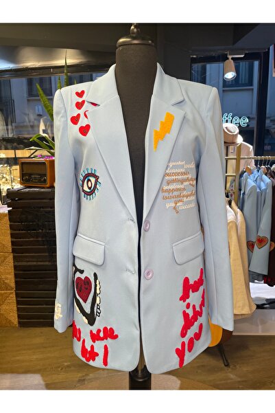 Forever Women's Embroidered Long Sleeve Special Design Blazer Jacket