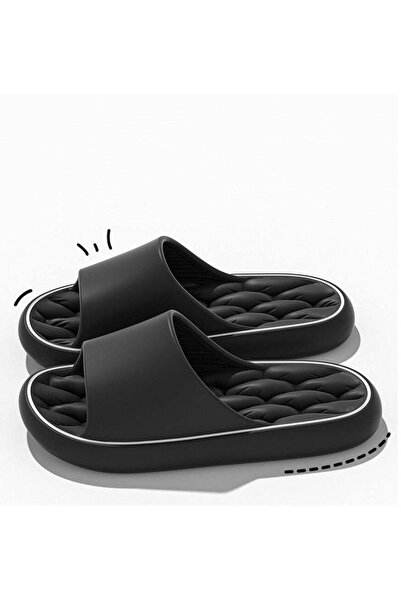 Generic High Quality Breathable Indoor Non-slip Soft Soled Slippers Black