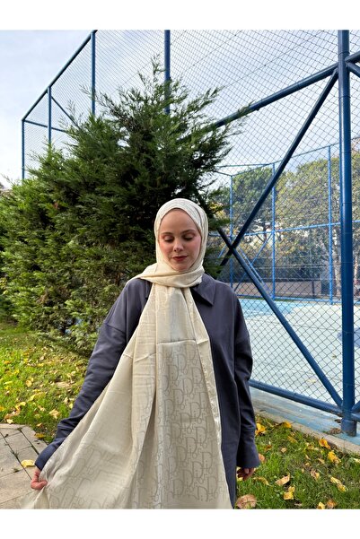 CUOCA LOUNGE DR Desenli Fildişi Pamuk İpek Şal