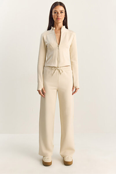 Bianco Lucci Women's Mock Neck Zippered Loose Pants Bottom-Top Set 04402 60283853