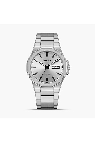 Omax Men's 40MM Silver Analog Metal Strap Watch | SQ-AT003P33I