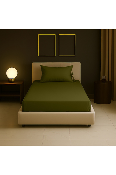 Sabia 100% Cotton 62 Thread Count 80X180 cm +30 cm Height Suitable Single Size Fitted Sheet Set