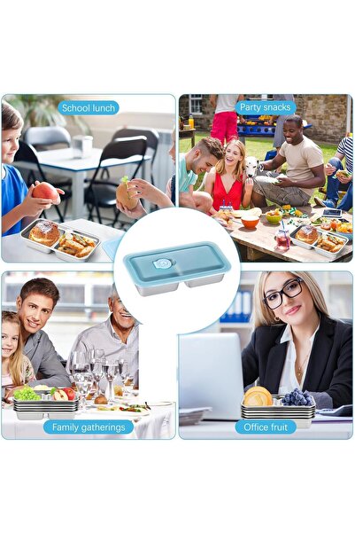 Generic Nalakal Stainless Steel Double-Compartment Snack Container with Leakproof Lids (Silver)