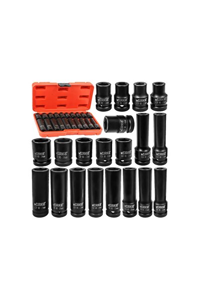 VERKE Trusa chei tubulare de impact scurte si lungi, 1/2" 10-19 mm, 20 bucati,