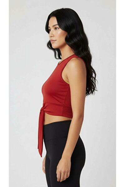 ACTRİS Side Tie Dye Crop Bustier Blouse T-Shirt with Fabric Pads