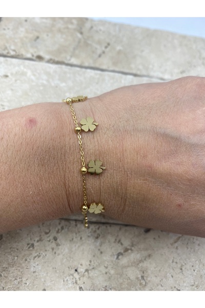 Byoz store Steel Gold Lucky Clover Chain Bracelet
