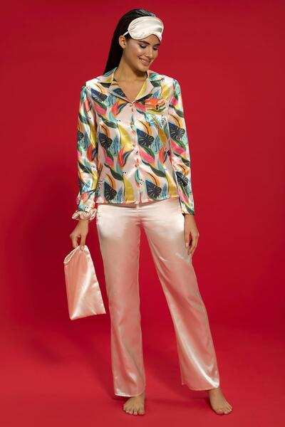 FOR YOU MODA 6-teiliges Pyjama-Set mit Lachsblumenmuster