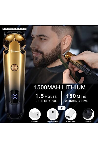 Hatteker Men's Beard Trimmer Kit - 6-in-1 Waterproof Cordless Grooming Kit with Zero Gapped T-Blade
