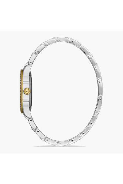 Omax Women Silver & Gold Strap Analog Watch - 00JED022N002 | 34 MM