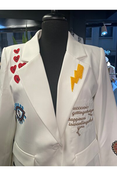 Forever Women's Embroidered Long Sleeve Special Design Blazer Jacket