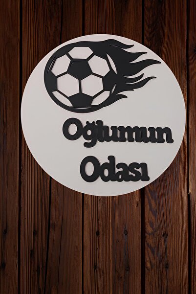 Şirin Lazer ديكور حائط بتصميم كرة القدم لغرفة ابني، زخرفة باب خشبية من MDF