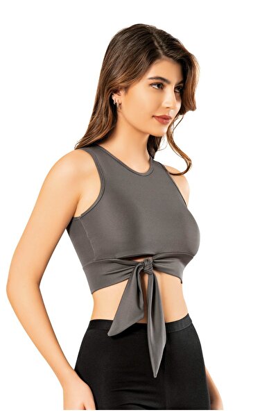 ACTRİS Side Tie Dye Crop Bustier Blouse T-Shirt with Fabric Pads