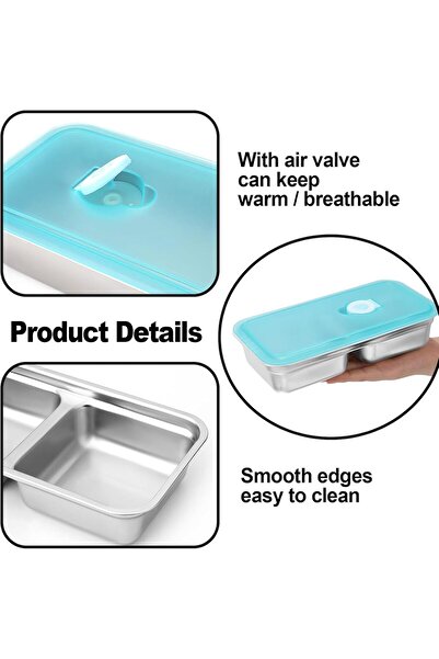 Generic Nalakal Stainless Steel Double-Compartment Snack Container with Leakproof Lids (Silver)