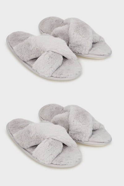 Lela М'які та м'які тапочки з перехресним плюшем, упаковка з 2 штуками ТАПОЧКИ 6722001S2